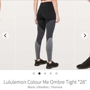 Like NEW Lululemon Black and Grey Colour Me Ombre Block Tights Leggings Size 8